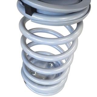 Springers’ springs made of spring steel. The diameter of the spring is 200 mm and the diameter of the rod is 20 mm. The springs and the fastenings are galvanized and powder coated with polyester paint, UV resistant and QUALICOAT attested. The fastenings are designed especially for solutions used on a playground, so they are stripped of elements which can cause danger to children.  